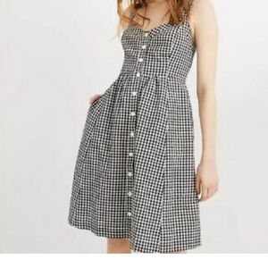 Madewell Smocked-Back Dress in Gingham size 6